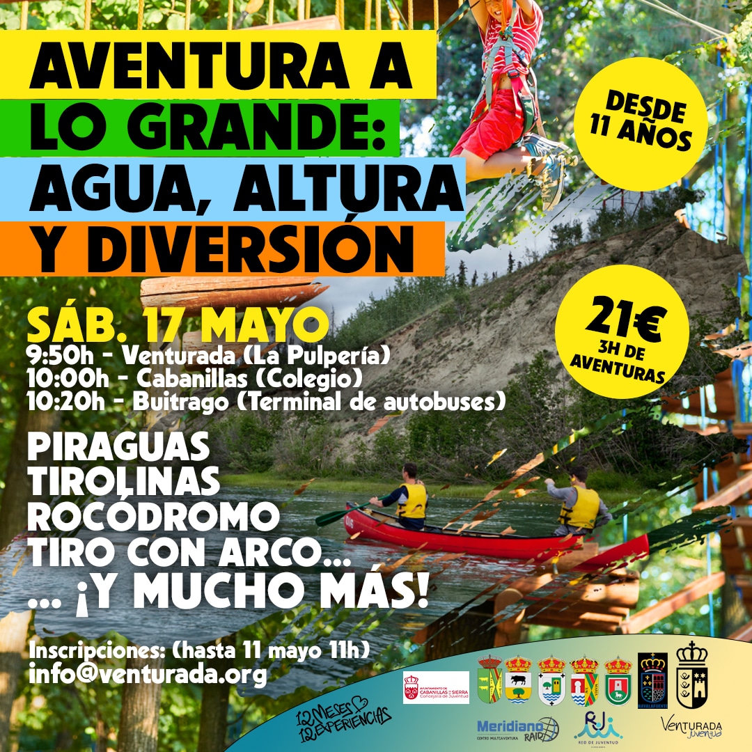 Piraguas + Parque de cuerdas y tirolinas en Lozoya